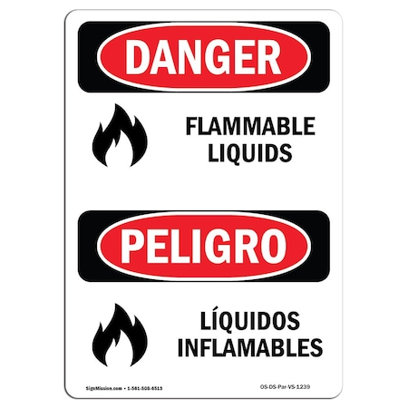 Signmission OSHA Danger Sign, 5" Height, Flammable Liquids Bilingual Spanish, DS-D-35-VS-1239 OS-DS-D-35-VS-1239